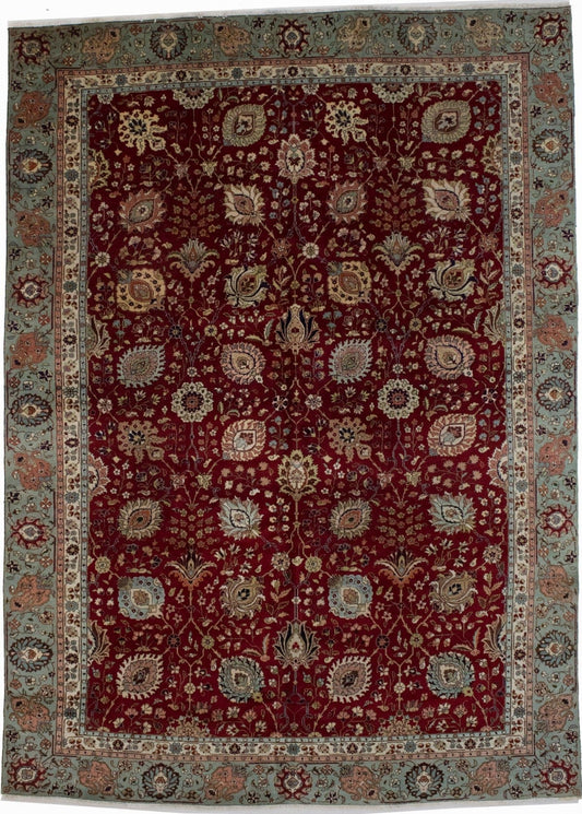 Vintage Red Traditional 9X13 Tabriz Persian Rug