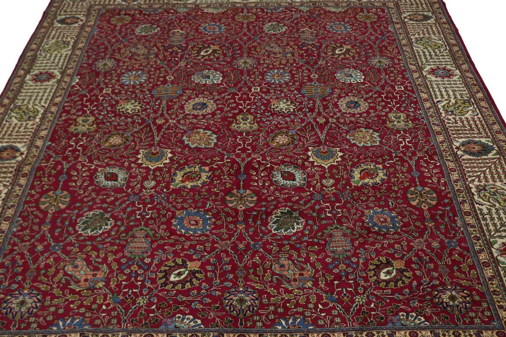 Vintage Fuchsia-Rose Traditional 11X15 Tabriz Persian Rug