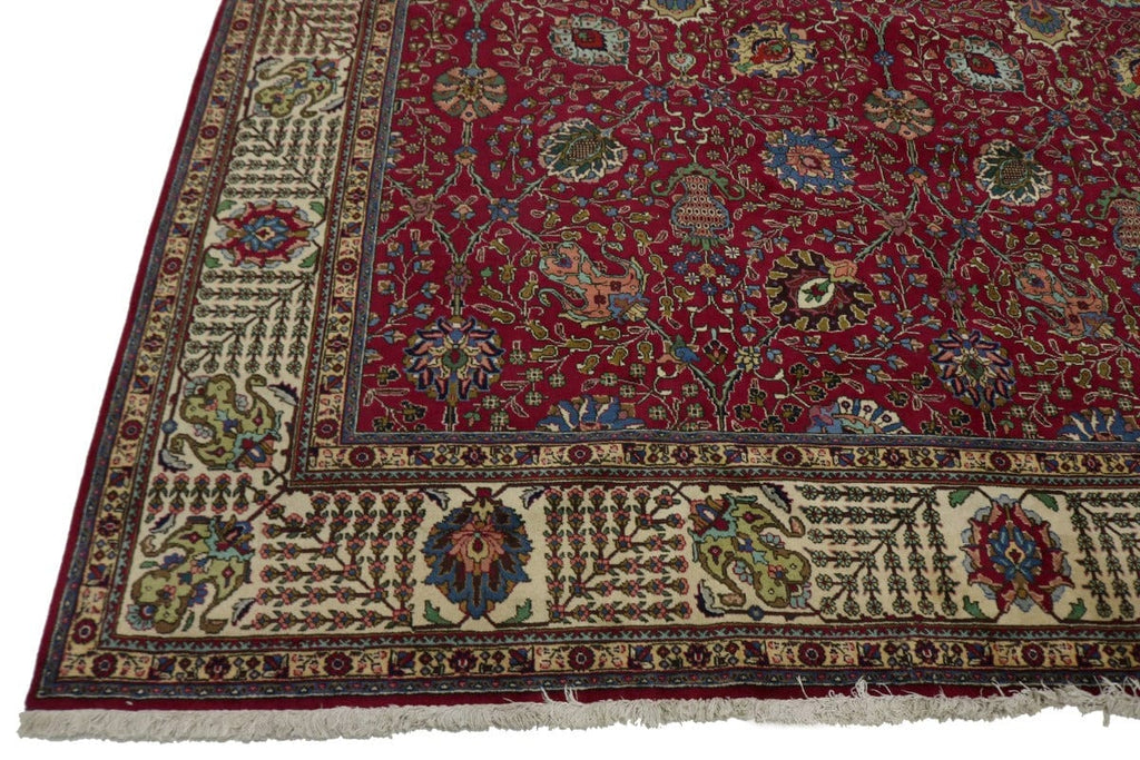 Vintage Fuchsia-Rose Traditional 11X15 Tabriz Persian Rug