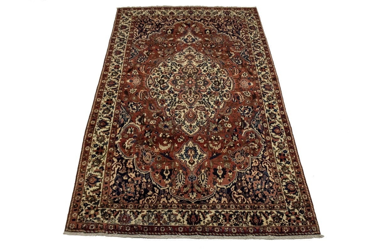 Vintage Brownish Red Floral 7X11 Bakhtiari Persian Rug