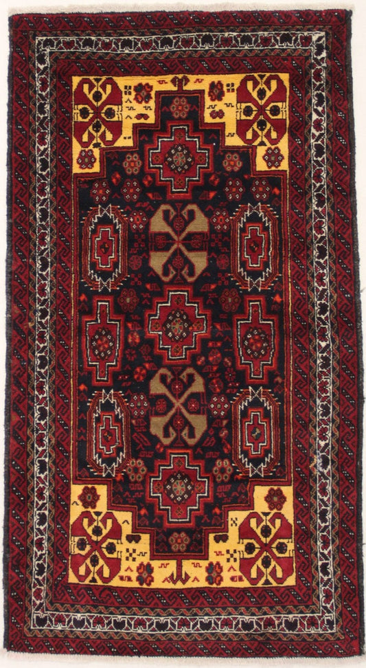 Vintage Red Tribal 4X7 Balouch Persian Rug