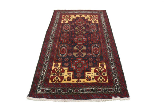 Vintage Red Tribal 4X7 Balouch Persian Rug