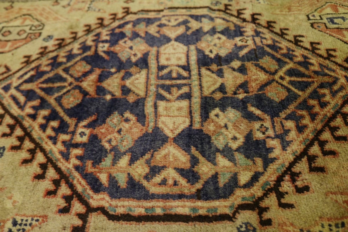 Vintage Geometric 4X11 Meshkin Persian Runner Rug