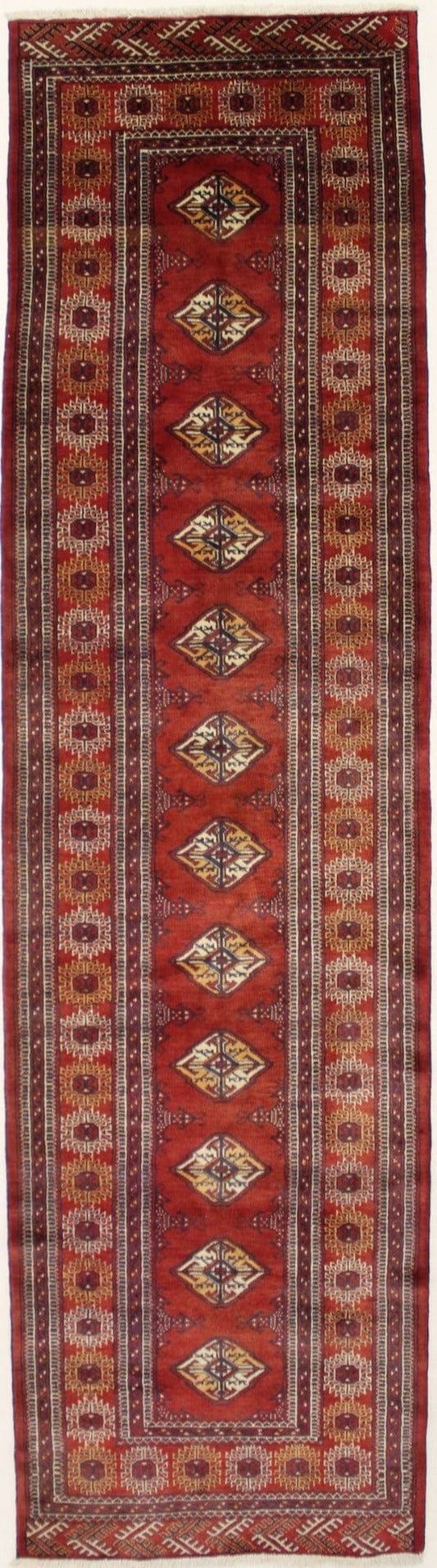 Vintage Red 4X13 Tribal Turkoman Persian Runner Rug