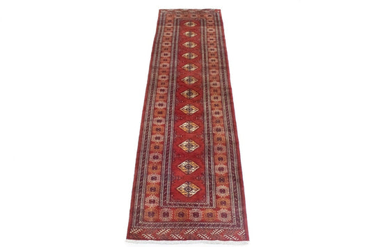 Vintage Red 4X13 Tribal Turkoman Persian Runner Rug