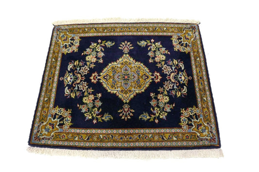 Navy Blue Traditional 2'9X3'0 Kashan Persian Rug