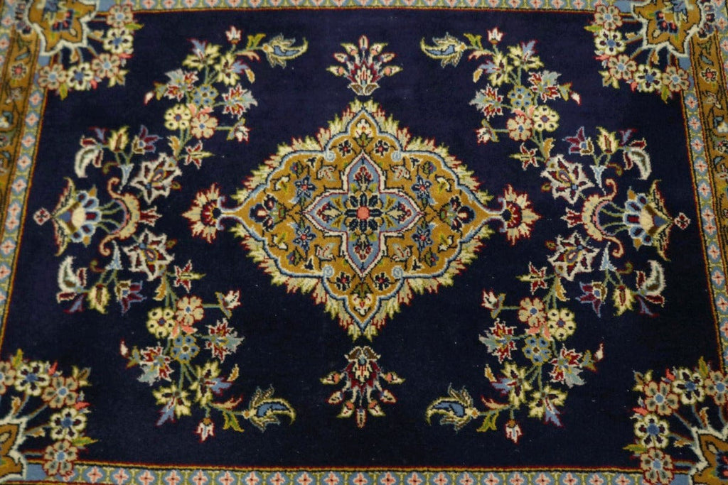 Navy Blue Traditional 2'9X3'0 Kashan Persian Rug