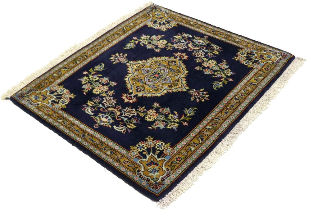 Navy Blue Traditional 2'9X3'0 Kashan Persian Rug