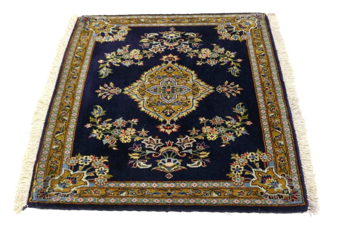 Navy Blue Traditional 2'9X3'0 Kashan Persian Rug