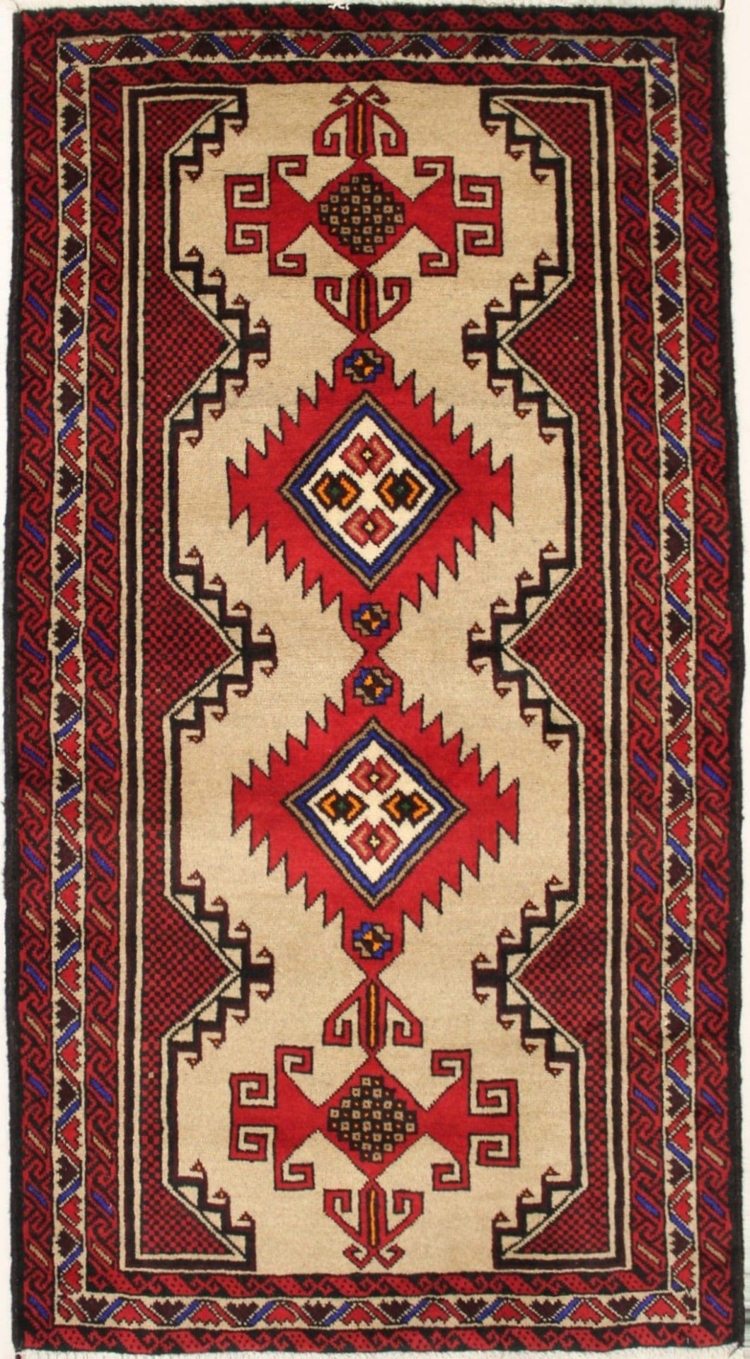 Beige & Red Tribal 3X6 Balouch Persian Rug