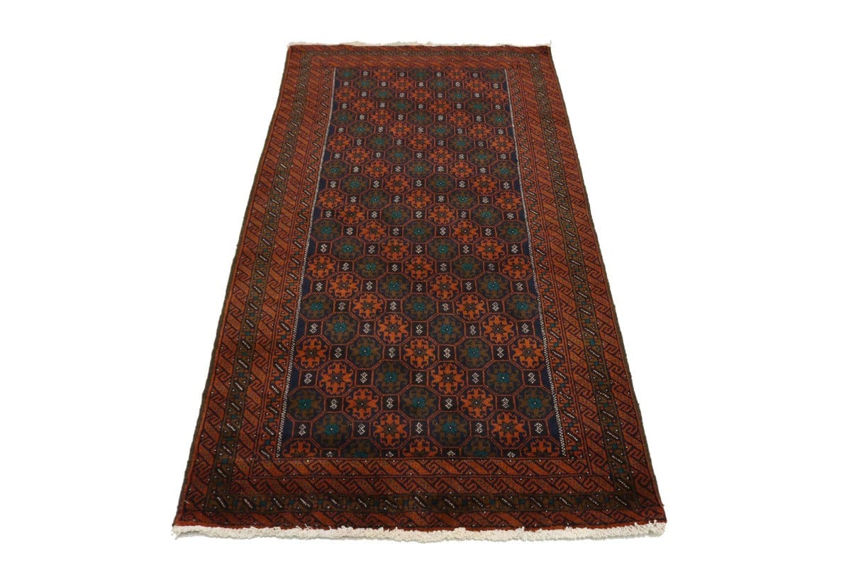 Purple-navy & OrangeTribal 3X6 Balouch Persian Rug