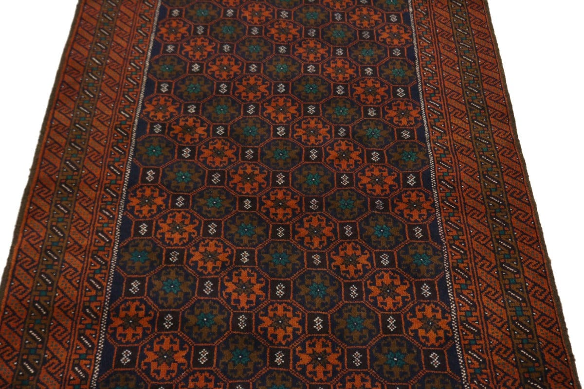 Purple-navy & OrangeTribal 3X6 Balouch Persian Rug