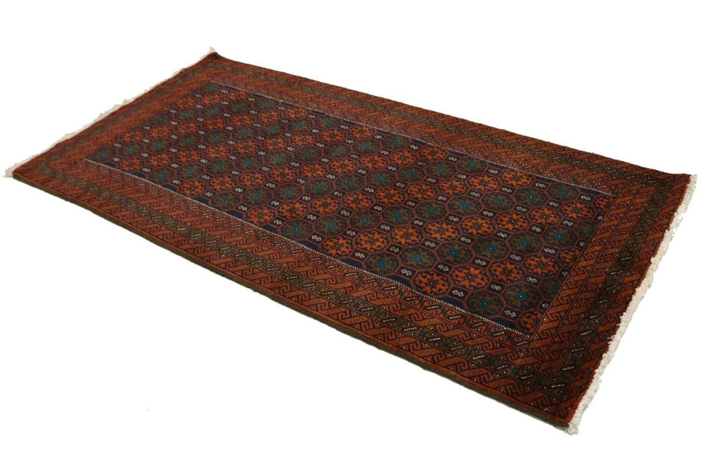 Purple-navy & OrangeTribal 3X6 Balouch Persian Rug