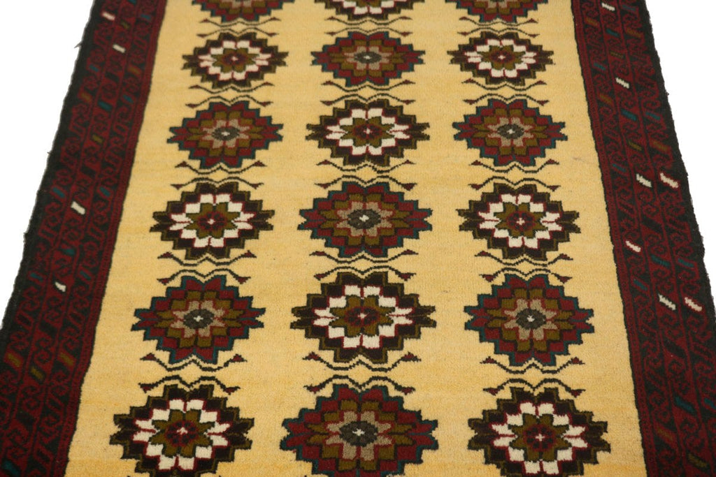 Vintage Vanilla Cream Tribal 3X6 Balouch Persian Rug