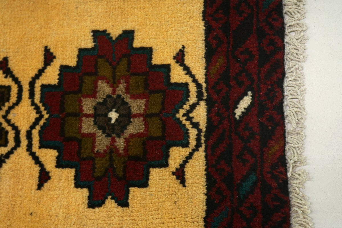 Vintage Vanilla Cream Tribal 3X6 Balouch Persian Rug