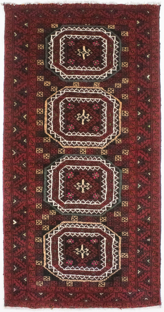 Vintage Red Tribal 3X6 Balouch Persian Rug