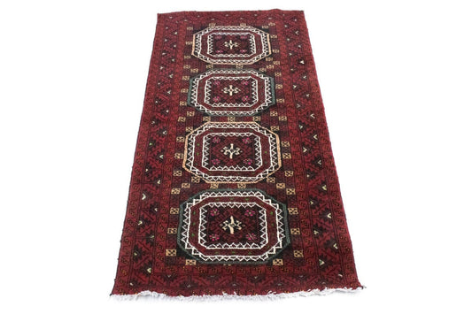 Vintage Red Tribal 3X6 Balouch Persian Rug