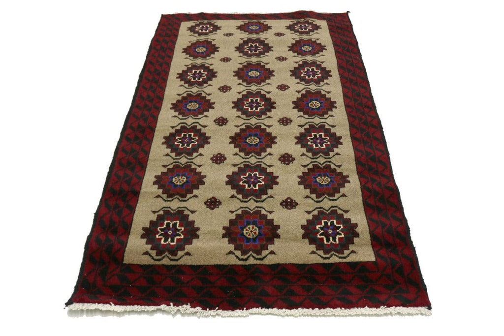 Vintage Beige Tribal 3X6 Balouch Persian Rug
