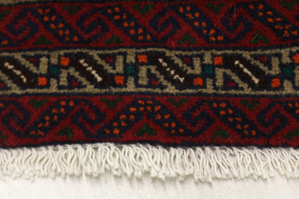 Vintage Beige & Red Tribal 3'4X6'6 Balouch Persian Rug