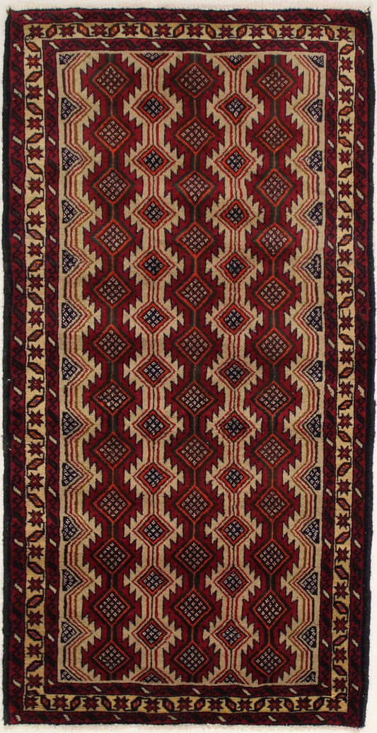 Vintage Beige Tribal 3'5X7 Balouch Persian Rug