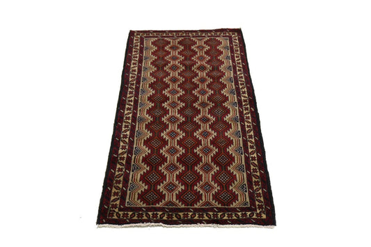 Vintage Beige Tribal 3'5X7 Balouch Persian Rug