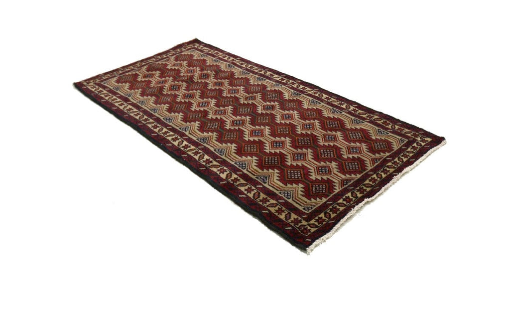 Vintage Beige Tribal 3'5X7 Balouch Persian Rug