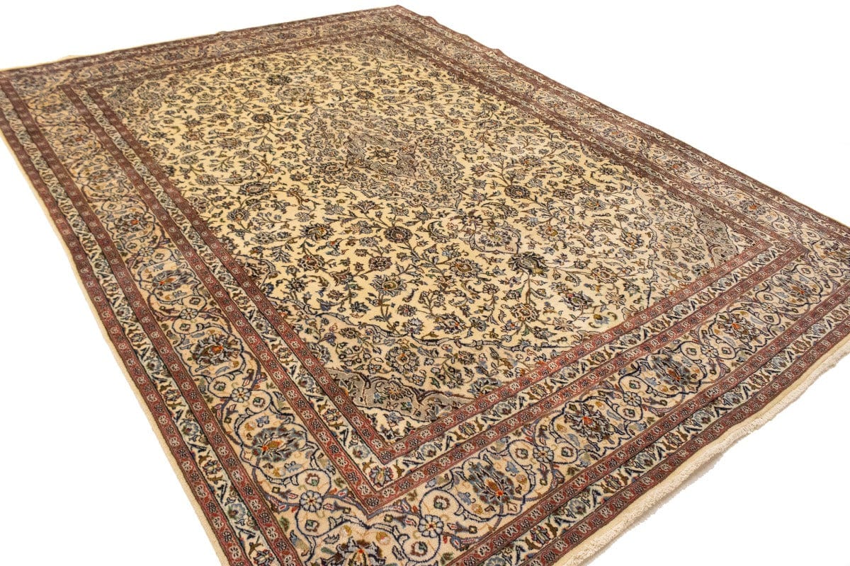 Semi Antique Cream Traditional 9'5X12'6 Mashad Persian Rug