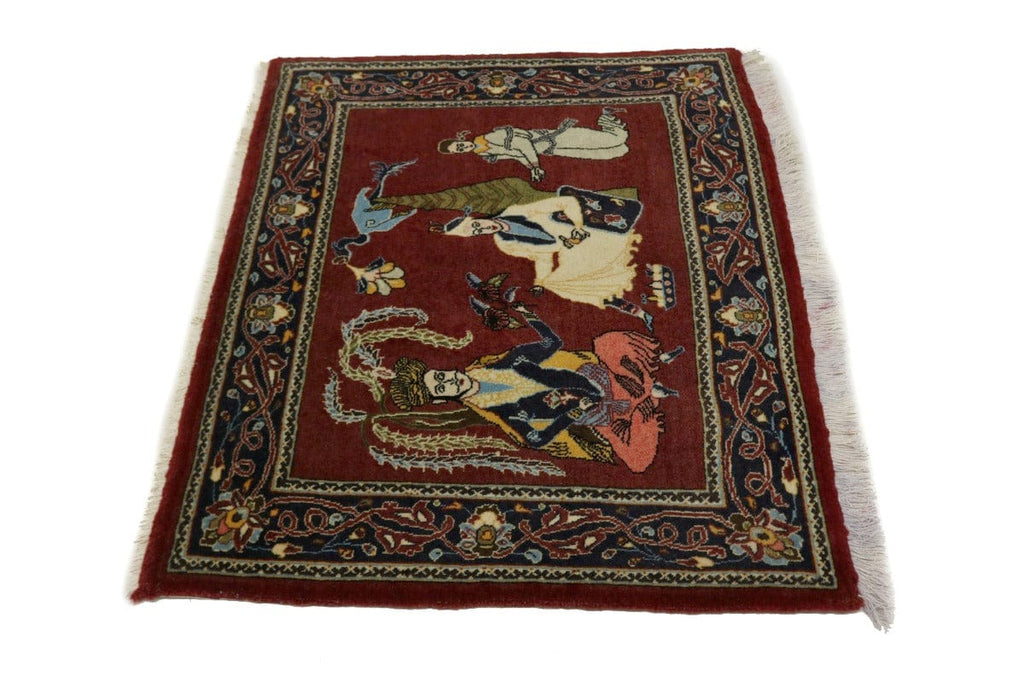 Wine Red Traditional 2'8X3'2 Kashan Persian Rug