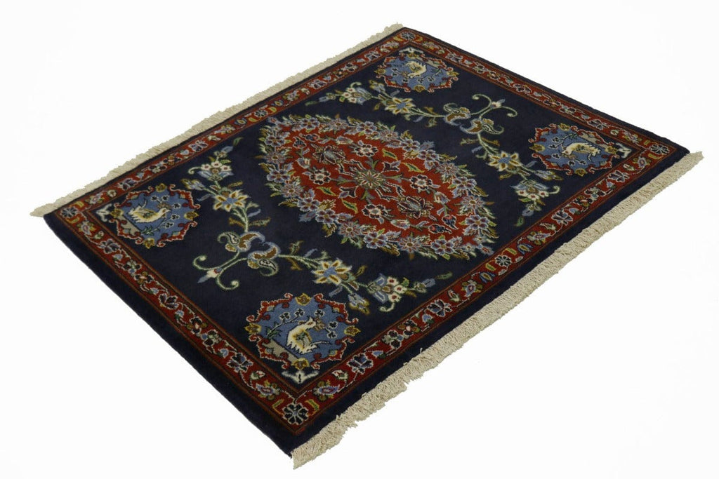 Dark Purple-navy Traditional 2'6X3'3 Kashan Persian Rug