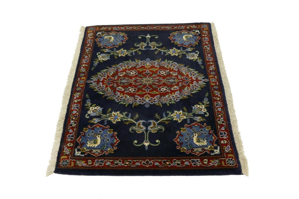 Dark Purple-navy Traditional 2'6X3'3 Kashan Persian Rug