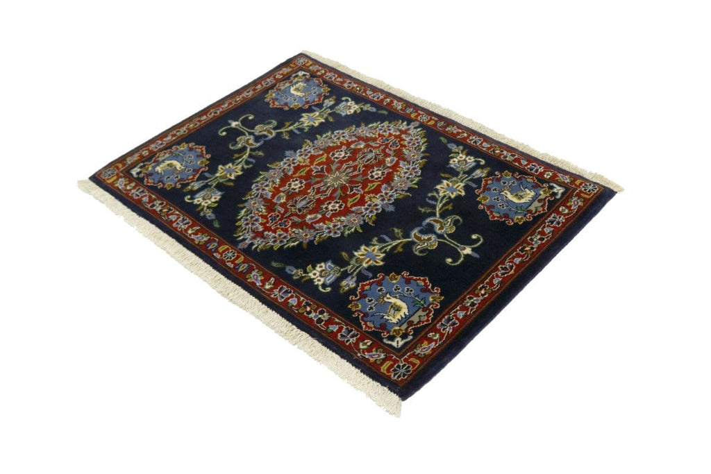 Dark Purple-navy Traditional 2'6X3'3 Kashan Persian Rug