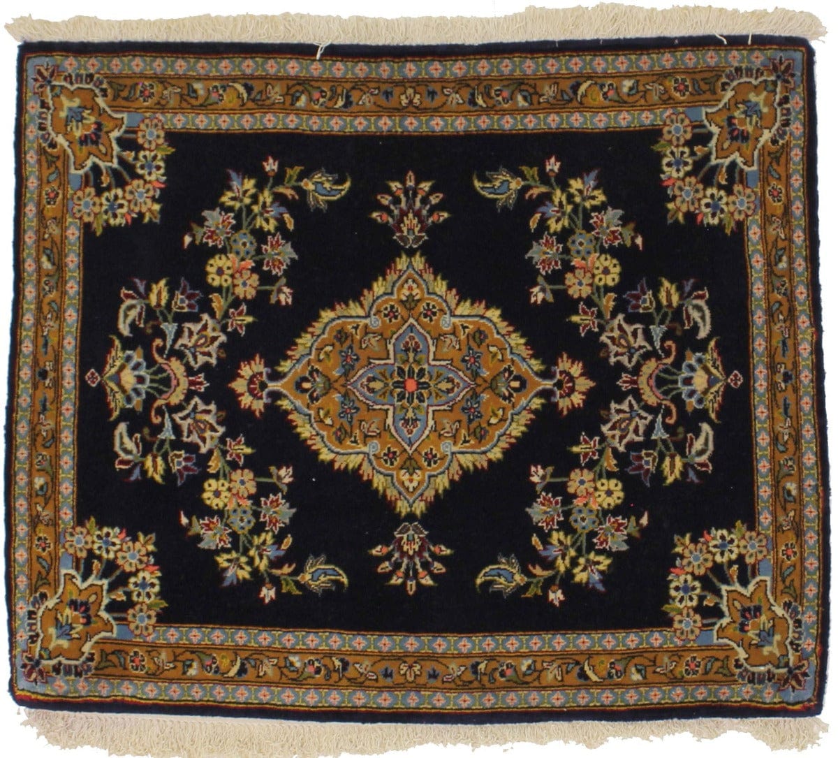 Navy Blue Traditional 2'8X3'2 Kashan Persian Rug