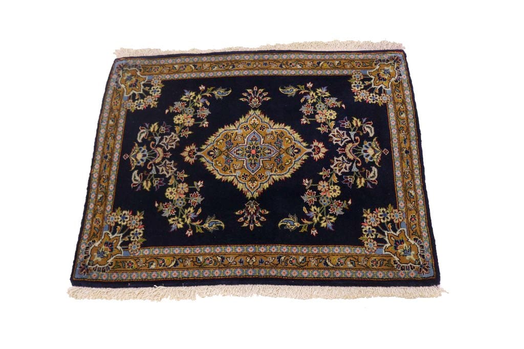 Navy Blue Traditional 2'8X3'2 Kashan Persian Rug