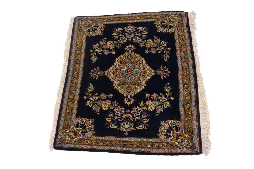 Navy Blue Traditional 2'8X3'2 Kashan Persian Rug