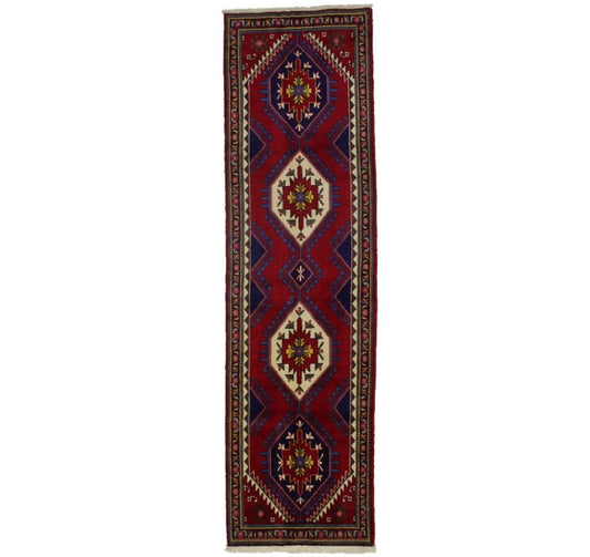 Vintage Red Tribal 4X13 Tabriz Persian Runner Rug