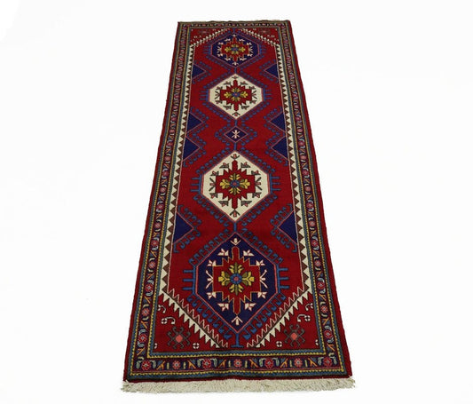 Vintage Red Tribal 4X13 Tabriz Persian Runner Rug