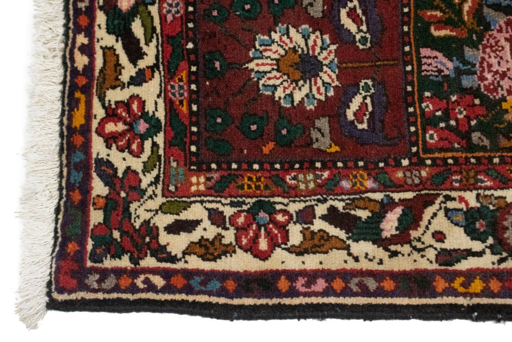 Vintage Cream & Maroon Red Floral 4X5 Bakhtiari Persian Rug