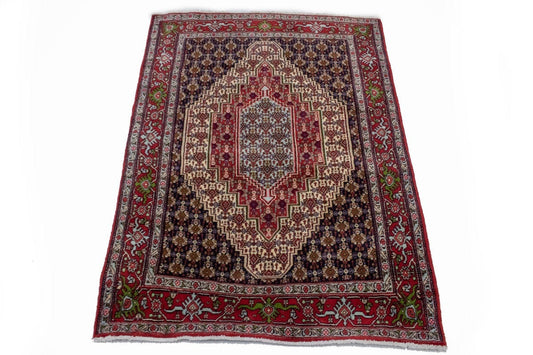 Red Geometric 4X6 Bidjar Persian Rug