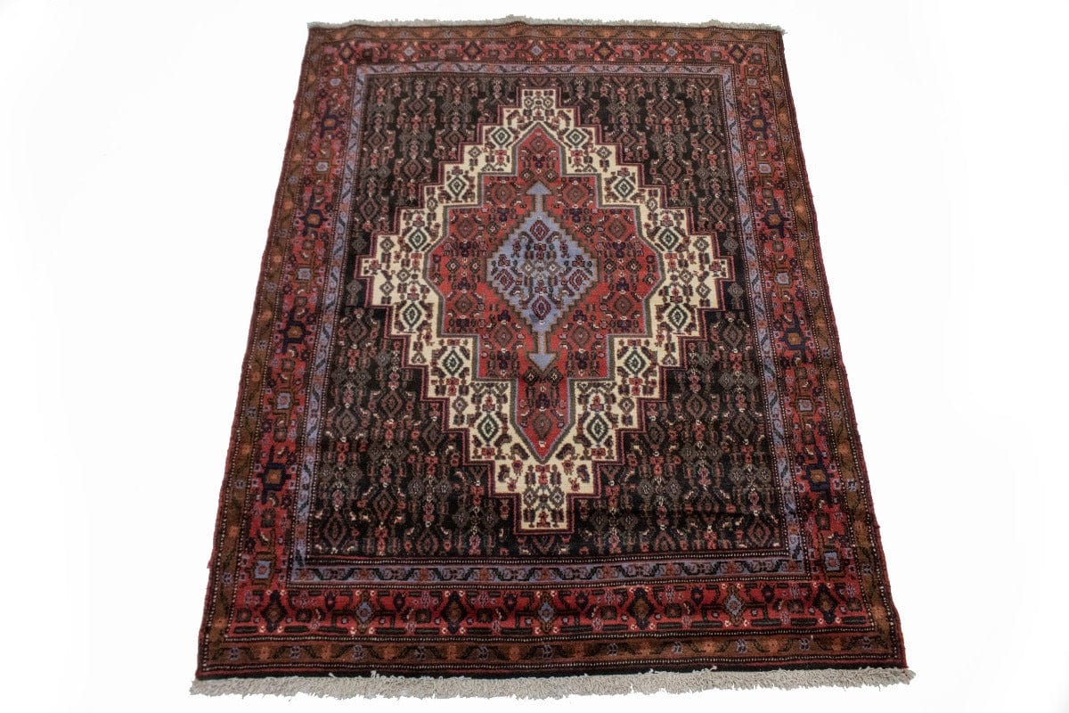 Vintage Geometric 4'0X5'5 Bidjar Persian Rug