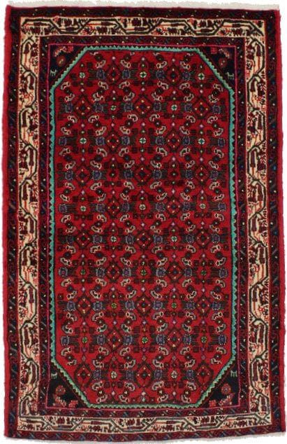 Vintage Red Tribal Allover 3X5 Hossainabad Persian Rug
