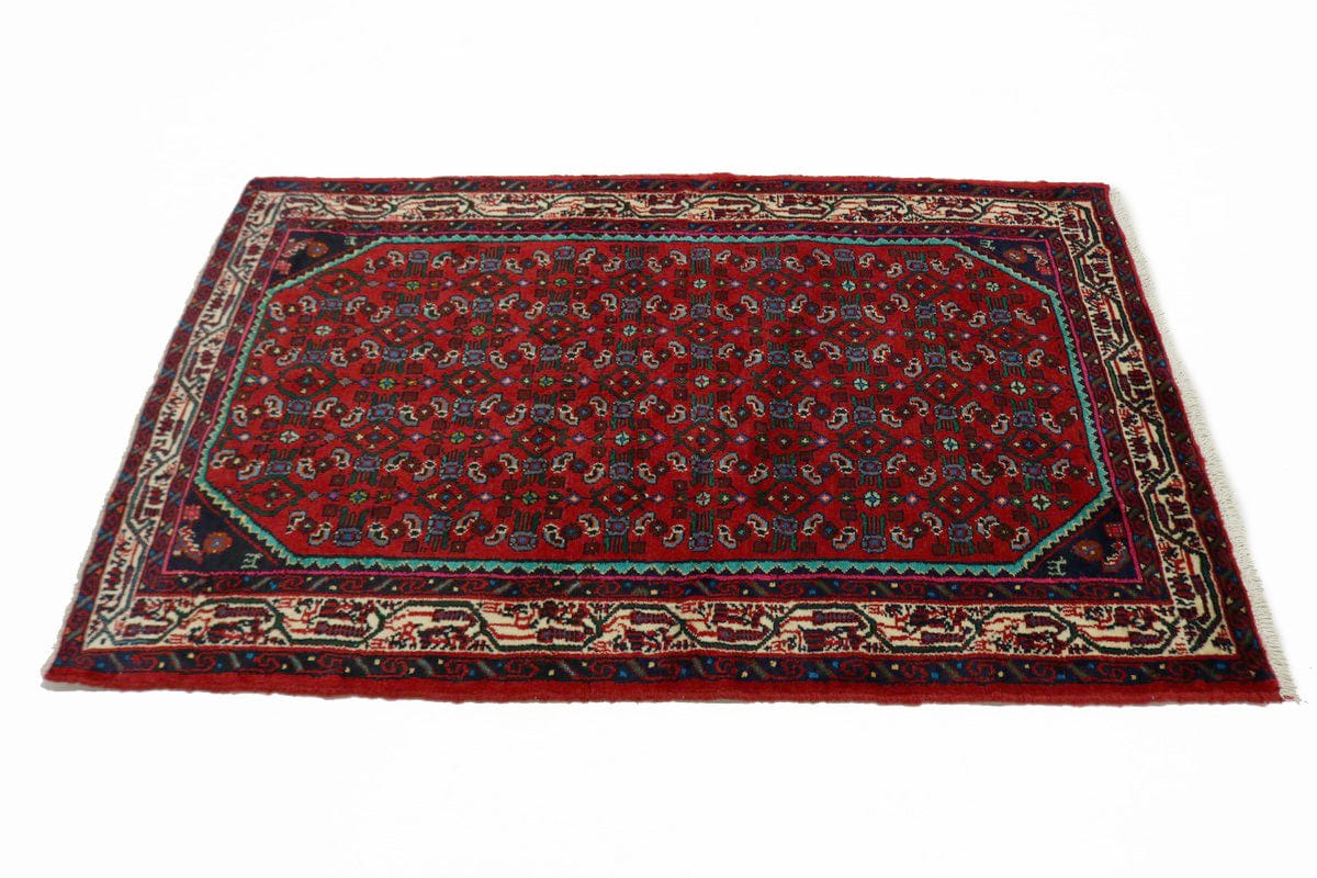 Vintage Red Tribal Allover 3X5 Hossainabad Persian Rug