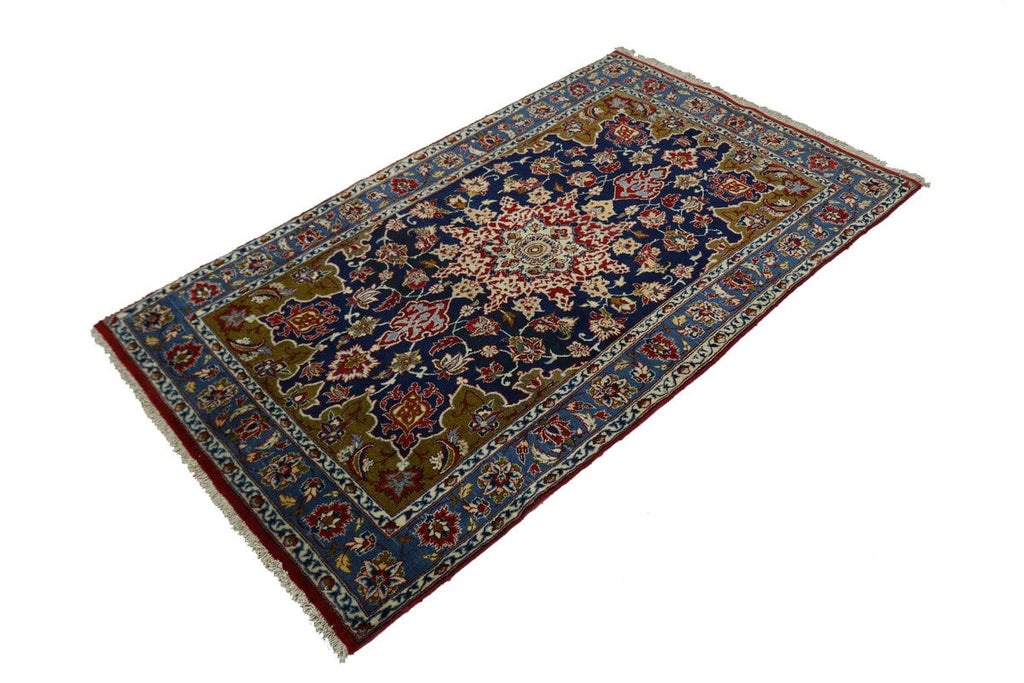 Vintage Navy Blue Traditional 3X6 Isfahan Persian Rug