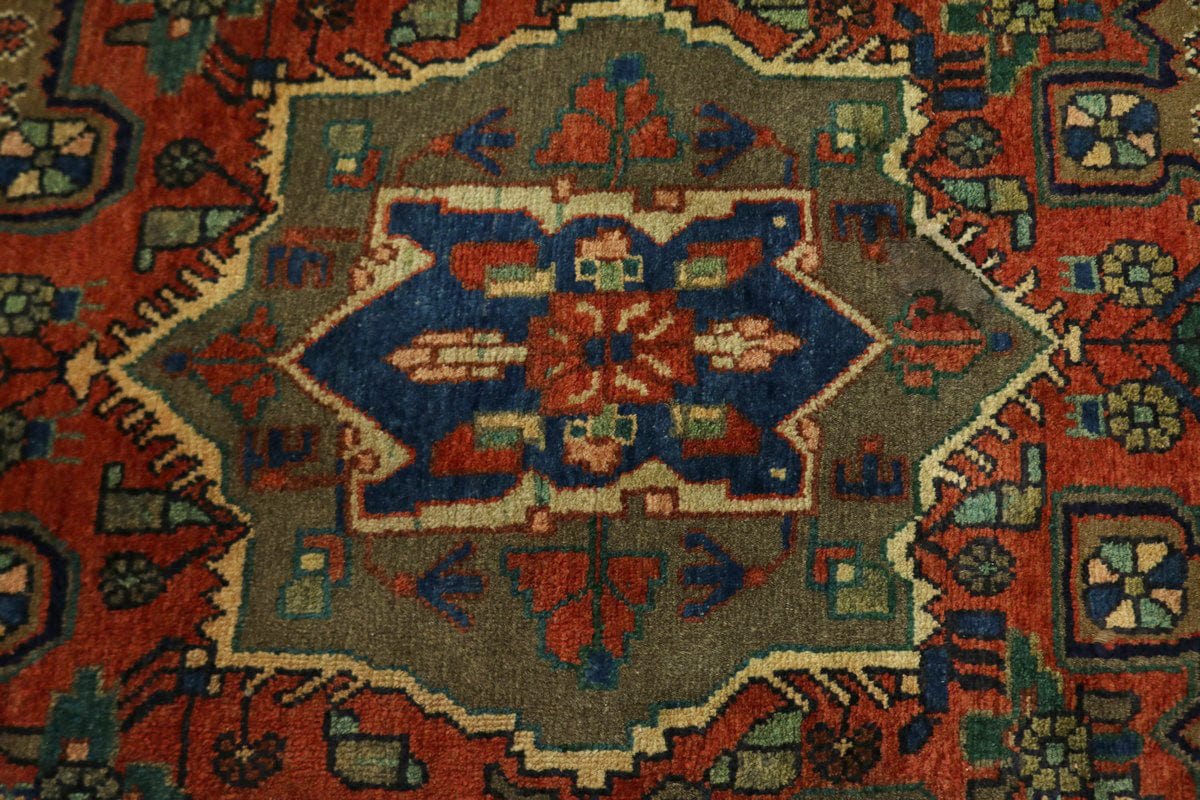 Vintage Khaki Tribal 4X9 Koliaie Persian Runner Rug