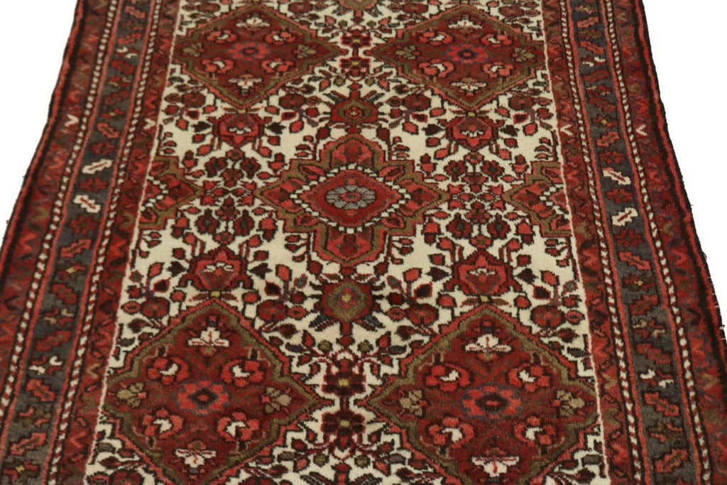 Vintage Ivory Tribal 3X5 Hamedan Persian Rug