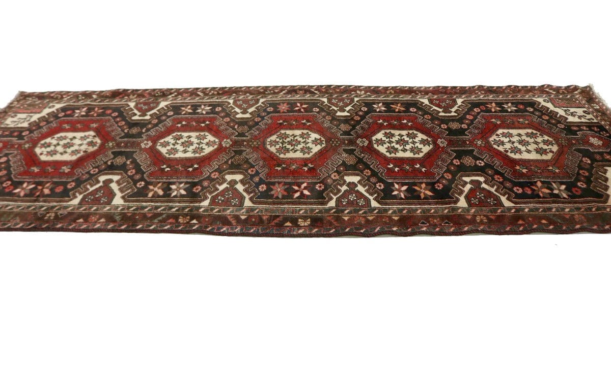 Semi Antique Red Tribal 4X10 Hamedan Persian Runner Rug