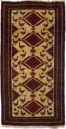 Semi Antique Beige Tribal 3X6 Balouch Hamedan Persian Rug