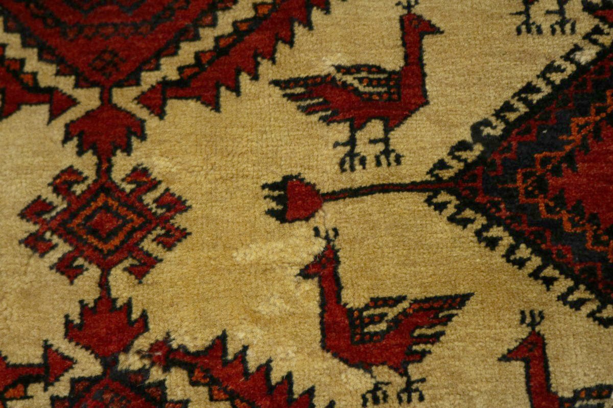Semi Antique Beige Tribal 3X6 Balouch Hamedan Persian Rug