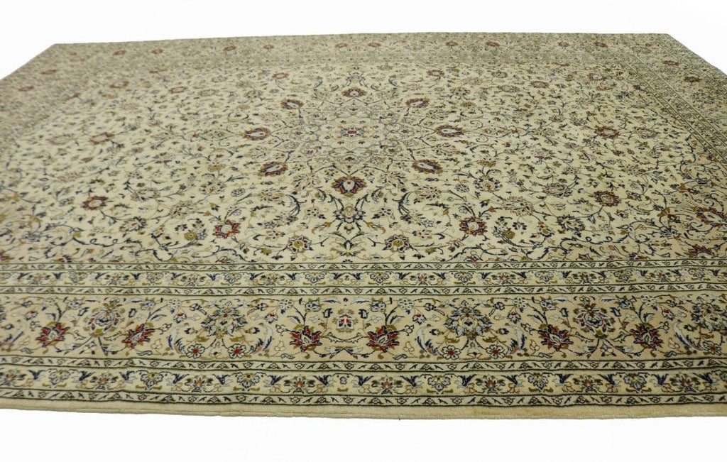 Vintage Beige Traditional 9'7'X13'5" Kashan Persian Rug