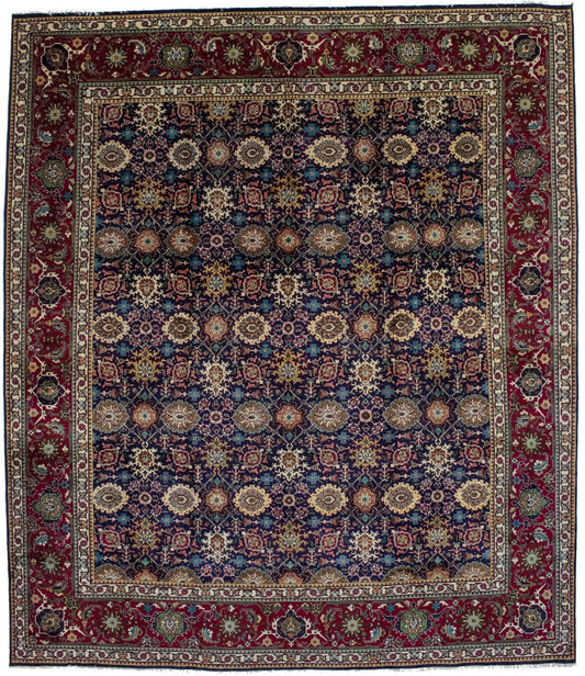 Vintage Purple-navy Allover Floral 10'7X12'5 Tabriz Persian Rug