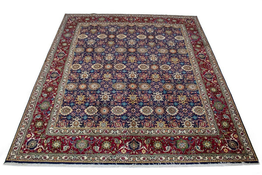 Vintage Purple-navy Allover Floral 10'7X12'5 Tabriz Persian Rug